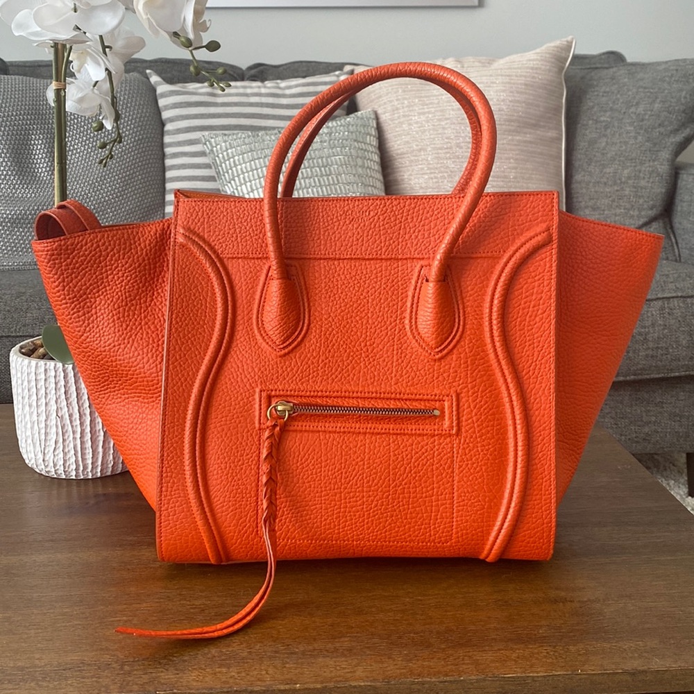 COPY - Celine Phantom Luggage in Pebbled Orange Leather